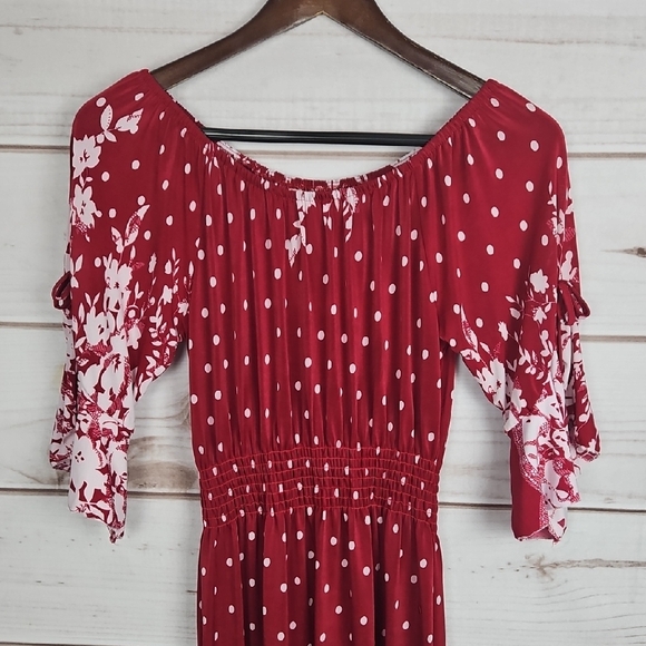 Seven Islands Red & White Polka Dot Off-Shoulder Sundress - Small - Picture 2 of 11